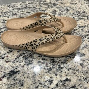 CROCS Women's Tan Leopard Sandals